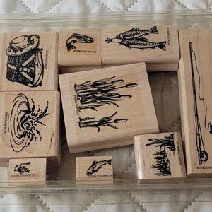 Vintage StampinUp Stamp Set Fishin' 1996 Rare